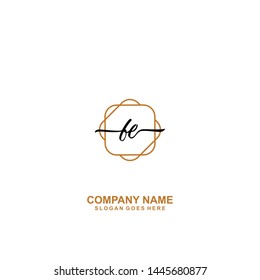 FE Initial handwriting logo template vector