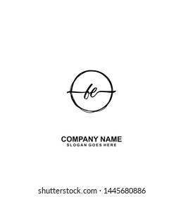 FE Initial handwriting logo template vector