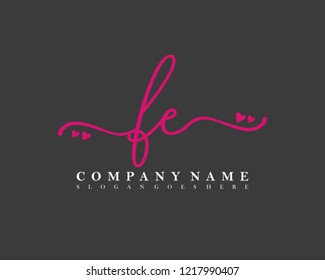 FE Initial handwriting logo vector