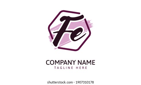 FE Initial handwriting logo vector