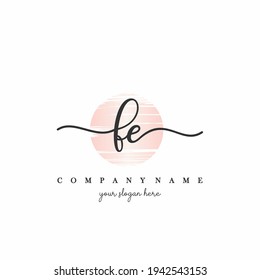 FE Initial handwriting logo vector. Hand lettering With Sunrise for designs.