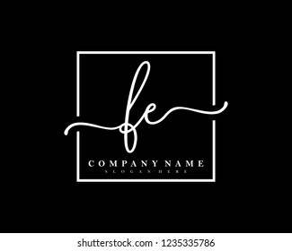 FE Initial handwriting square minimalist logo vector