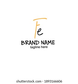 Fe initial handwriting White background