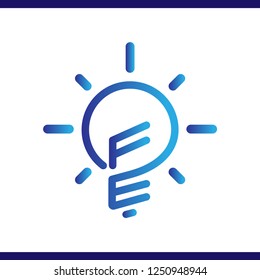 FE Initial Letter with creative bulb Logo vector element. Initial letter bulb Logo Template