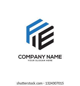 FE initial letter hexagon logo vector