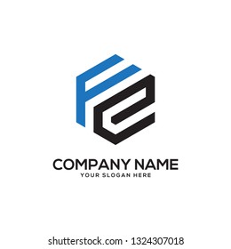 FE initial letter hexagon logo vector