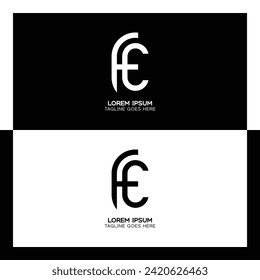FE initial letter logo. Alphabet F and E pattern design monogram