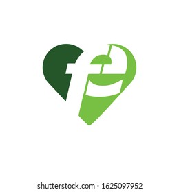 FE initial Letter with love Logo design vector template
