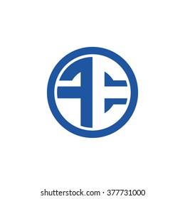 FE initial letters circle business logo blue