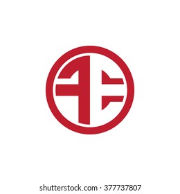 FE initial letters circle business logo red