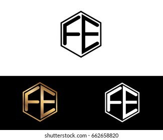 FE initial letters linked with hexagon shape logo


