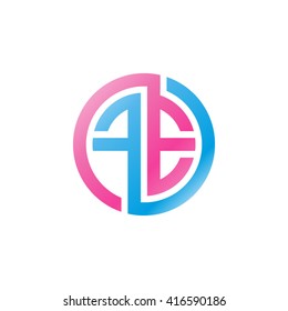 FE initial letters loop linked circle logo blue pink