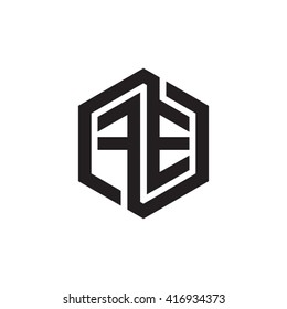 FE initial letters loop linked hexagon monogram logo