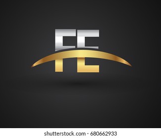 FE initial logo company name colored gold and silver swoosh design. vector logo for business and company identity.
