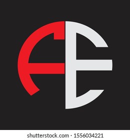 FE Initial Logo design Monogram Isolated on black background
