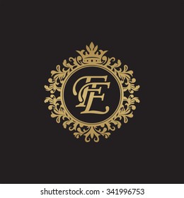 Pe Initial Luxury Ornament Monogram Logo Stock Vector (Royalty Free ...