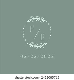 FE initial modern monogram wedding with creative circle line