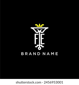 FE initial monogram brand logo design for crown vector image