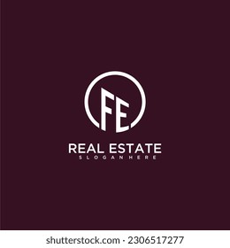 FE initial monogram building logo for real estate with creative circle style design