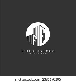 FE initial monogram building logo for real estate with creative circle style design