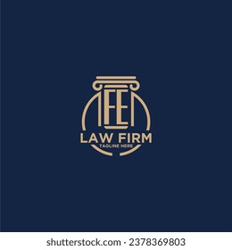 FE initial monogram for law firm with creative circle line