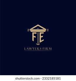 FE initial monogram lawfirm logo with pillar design