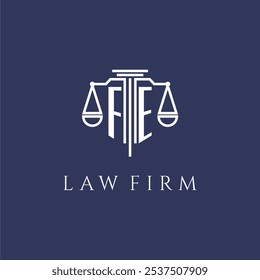 FE initial monogram for lawfirm logo with scales vector image