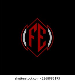 FE initial monogram logo for gaming with Gemoteric line shape style design on isolated background