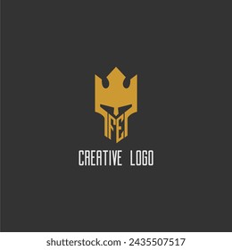 FE initial monogram logo for gaming with creative king spartan image design