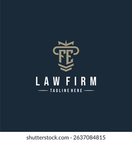 FE initial monogram logo law firm with pillar design