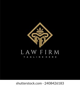 FE initial monogram logo for lawfirm with pillar in creative square design