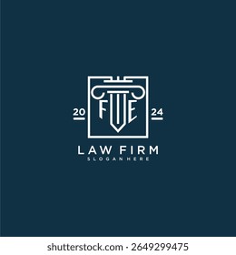 FE initial monogram logo for lawfirm with pillar design in creative square