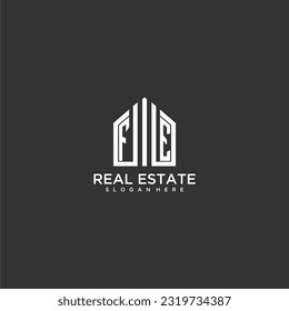 FE initial monogram logo for real estate with home shapes creative design