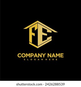 FE initial monogram logo for real estate with creative building style design