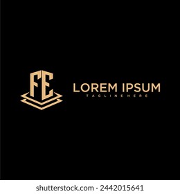 FE initial monogram logo real estate with creative building style design vector