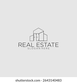 FE initial monogram logo for real estate with luxury building style