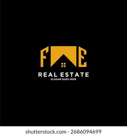 FE initial monogram logo for real estate with creative home design