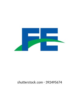 FE initial overlapping swoosh letter logo blue green