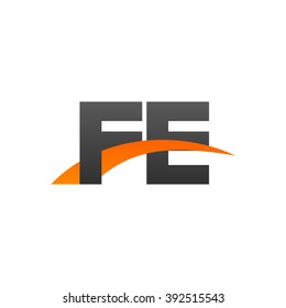 FE initial overlapping swoosh letter logo black orange