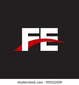 FE initial overlapping swoosh letter logo white red black background