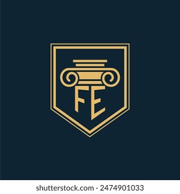 FE Initials Law Firm Logo Lawyer logo with creative law element