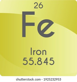Fe Iron Transition metal Chemical Element vector illustration diagram, with atomic number and mass. Simple gradient flat design For education, lab, science class.
