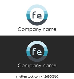 FE letter a circle shape icon logo white blue