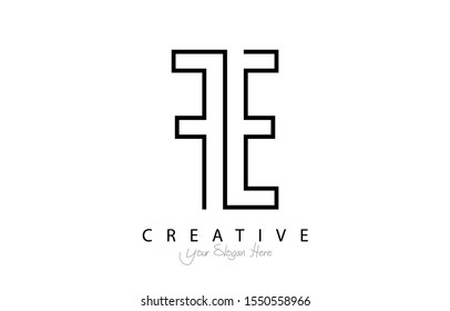 FE Letter Design Logo Concept with Black and White Colors. Letter FE Logotype Vector Illustration