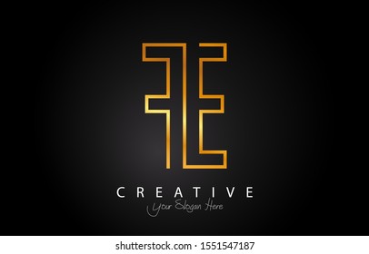 FE Letter Design Logo Concept with gold Colors. Letter FE Logotype Shiny Vector Illustration