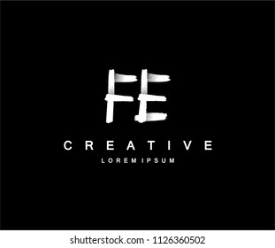 FE Letter Dots Brush Grunge Logo Design