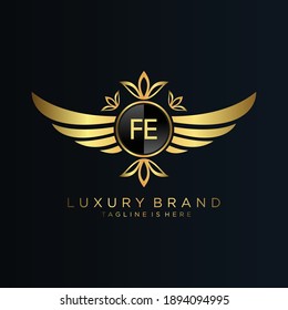 FE Letter Initial with Royal Template.elegant with crown logo vector, Creative Lettering Logo Vector Illustration.