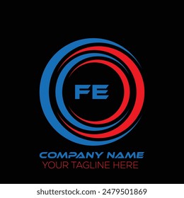 FE letter logo creative design. FE unique design. FE letter logo design on black background.