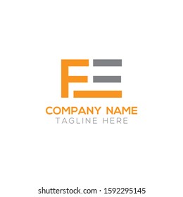 FE Letter Logo Modern Business Vector Template. Initial FE Logo Design With Orange and Grey Color