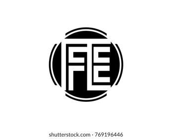 FE letter logo round black